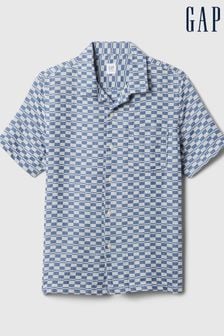 Gap Blue Crinkle Cotton Short Sleeve Shirt (4-13yrs) (B52289) | €26