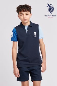 U.S. Polo Assn. Boys Blue Player 3 Colourblock Polo Shirt (B52469) | 287 SAR - 344 SAR