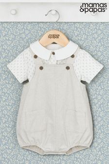 Mamas & Papas X Laura Ashley Bedrucktes Hemd und Latzhosen-Set in Creme Muskatnuss 2-teilig (B52610) | 61 €