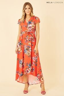 Оранжевый - Платье с запахом и асимметричным подолом Mela (B52683) | €60