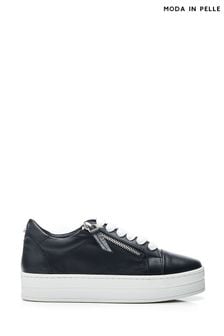 黑色 - Moda In Pelle Abbiy厚底側拉鏈綁帶運動鞋 (B52896) | NT$5,550