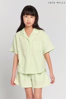 Jack Wills Relaxed Fit Girls Green Cuban Shirt (B53075) | €44 - €53