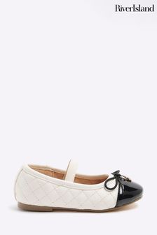 River Island Girls Quilted Bow Ballerinas