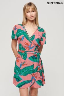 Superdry Pink Printed Mini Wrap Dress (B53569) | $69