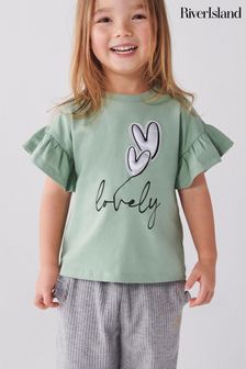 River Island Mini Girls Satin Heart Lovely T-shirt (B53573) | 14 €