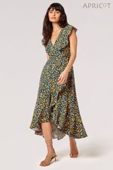 Apricot Green Spaced Ditsy Ruffle Wrap Dress (B53605) | €44