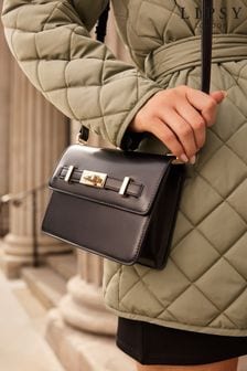 Lipsy Black Faux Leather Square Minimal Crossbody Bag (B53758) | $59