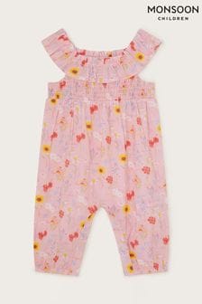 Monsoon Pink Newborn Sunflower Playsuit (B53932) | 99 QAR