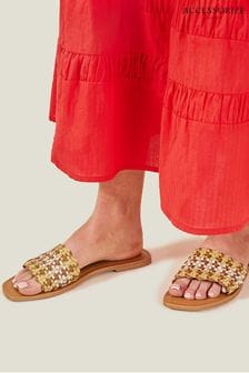 Accessorize Natural Leather Woven Sliders