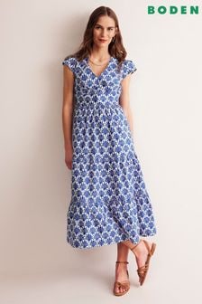 Boden Blue May 100% Cotton Midi Tea Dress (B53955) | $188