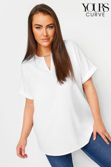 Yours Curve White Notch Neck Blouse (B54001) | 153 SAR
