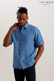 Ted Baker Blue Verdon Seersucker Stripe Shirt (B54079) | 458 QAR