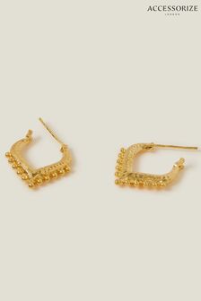 Accessorize 14ct Gold Plated Tone Bobble V Hoops (B54085) | €23