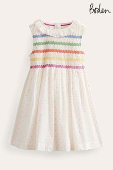 Boden Cream Smocked Bodice Dress (B54131) | 1,945 UAH - 2,231 UAH