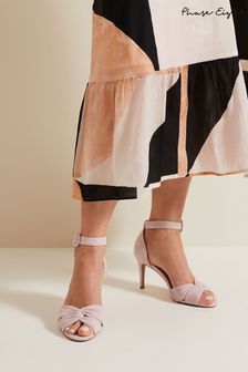 Phase Eight Pink Suede Twist Ankle Strap Heeled Shoes (B54247) | €126