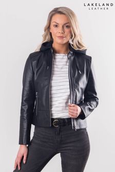 Lakeland Leather Heversham Hooded Leather Black Jacket (B54339) | kr2 910