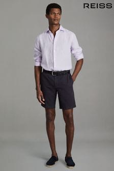 Reiss Navy Ezra Cotton Blend Internal Drawstring Shorts (B54362) | €140