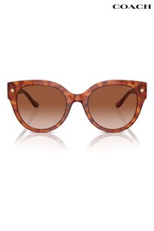 COACH Hc8393U Round Brown Sunglasses