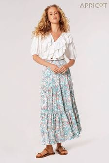 Apricot Blue Paisley Tiered Skirt (B54563) | R792
