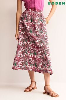 Boden Pink Florence Linen Midi Skirt (B54577) | AED543