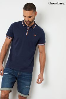 Blau - Threadbare Polo-Shirt aus Baumwolle mit Fischgrätmuster (B54641) | 31 €