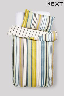 Green/Blue Multi Stripe Duvet Cover and Pillowcase Set (B54664) | $32 - $45