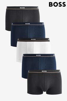 BOSS Blue Logo Waistband Trunks 5 Pack in Stretch Cotton (B54711) | €98