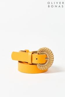 Oliver Bonas Orange Wooden Weave Buckle Jeans Belt