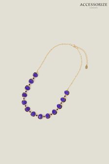Accessorize Blue Encased Facet Bead Necklace (B54748) | LEI 95