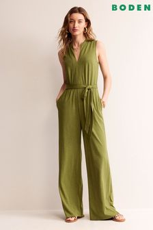 Boden Green Petite Naomi Notch Jersey Jumpsuit (B54836) | $167