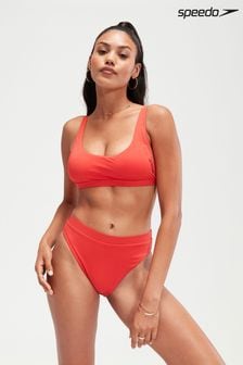 Rot - Speedo Damen Flu3nte Schnelltrocknende Bikinihose mit hohem Bund (B54956) | 34 €