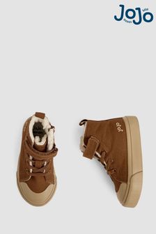 JoJo Maman Bébé Brown Canvas High Top Trainers (B54992) | €43 - €46