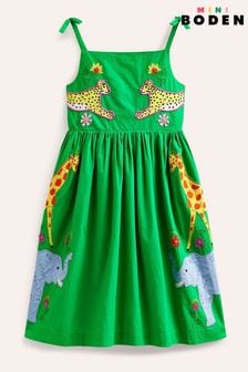 Boden Green Appliqué Animal Safari Cotton Dress (B55030) | KRW100,300 - KRW111,000