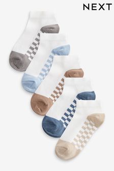 Neutral Checkerboard Cotton Rich Trainers Socks 5 Pack (B55086) | €8 - €13