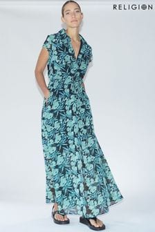 Religion Floral Maxi Midi Shirt Dress With Tie Waist (B55189) | 110 €