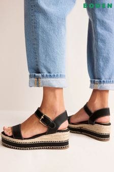 Boden Black Stitched Wedge Espadrilles (B55331) | AED638