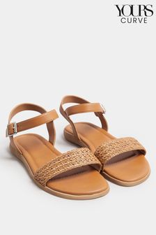 Brown Raffia Sandals In Extra Wide EEE Fit (B55498) | kr570