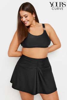 Yours Curve Black Ruched Front Swim Skirt (B55504) | KRW51,200