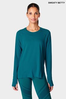 Verde azulado Reef - Camiseta ligera de manga larga sin costuras Athlete de Sweaty Betty (B55549) | 78 €