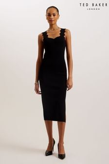 Ted Baker Black Sharmay Scallop Detail Bodycon Dress (B55844) | ₪ 679