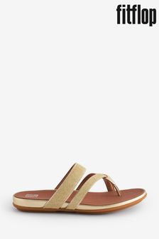 Sandale cu baretă strălucitoare și baretă Fitflop Auriu Gracie (B56154) | 448 LEI