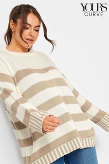 Yours Curve Natural Mixed Stripe Grow On Neck Jumper (B56228) | €49