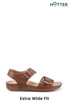 Hotter Tan Brown Tourist II Buckle Extra Wide Fit Sandals (B56247) | LEI 472