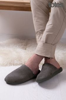 Totes Grey Isotoner Airtex Suedette Mules Slippers (B56309) | €40