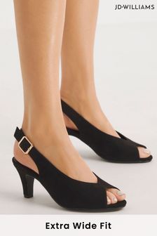 JD Williams Peep Toe Black Shoes In Extra Wide Fit (B56610) | €40