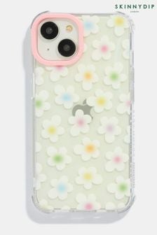 Funda blanca para iPhone 15 con diseño degradado de margaritas y arcoíris de Skinnydip (B56624) | 34 €