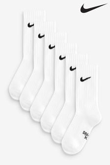 Nike White Little Kids Performance Crew Socks 6 Pack (B56682) | ₪ 80