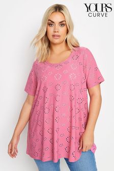 Yours Curve Pink Broderie Anglaise Blouses (B56866) | AED111