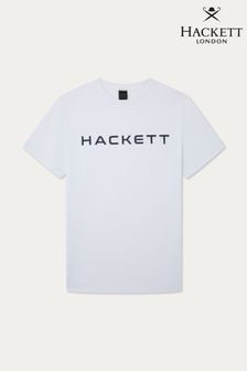 Hackett London Men Short Sleeve 100% Cotton White T-Shirt (B56940) | $94