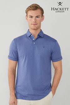 Niebieska męska koszulka polo Hackett London z krótkim rękawem (B57033) | 630 zł
